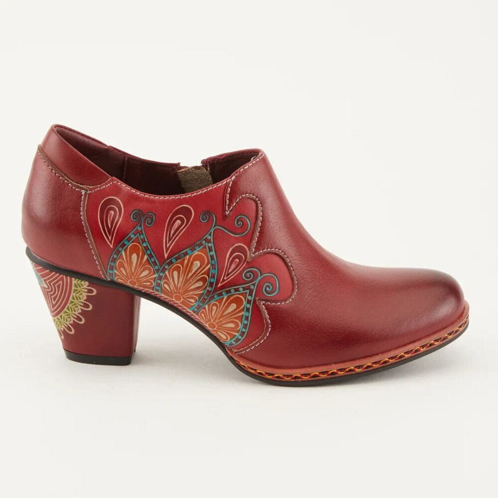 L'Artiste by Spring Step Zami Women's 6.5 Red Leather Round Toe Shootie JOBB1181